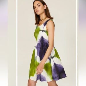 Busayo Collective Tie Dye Sleeveless Fit n’ Flare Dress Cotton Linen Sz 8